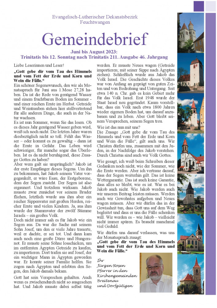 Gemeindebrief Juni bis August 2023