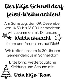 Waldweihnacht für Kinder am 9. Dezember 2023