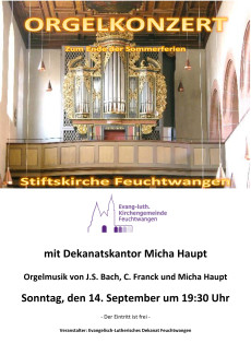 Orgelkonzert am 14. September 2025